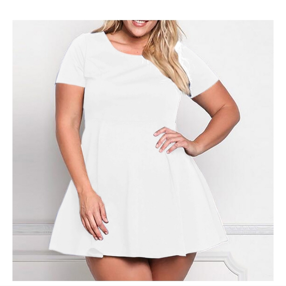 FOREVER 21 Womens Cotton Twirly Short Sleeve Dress white